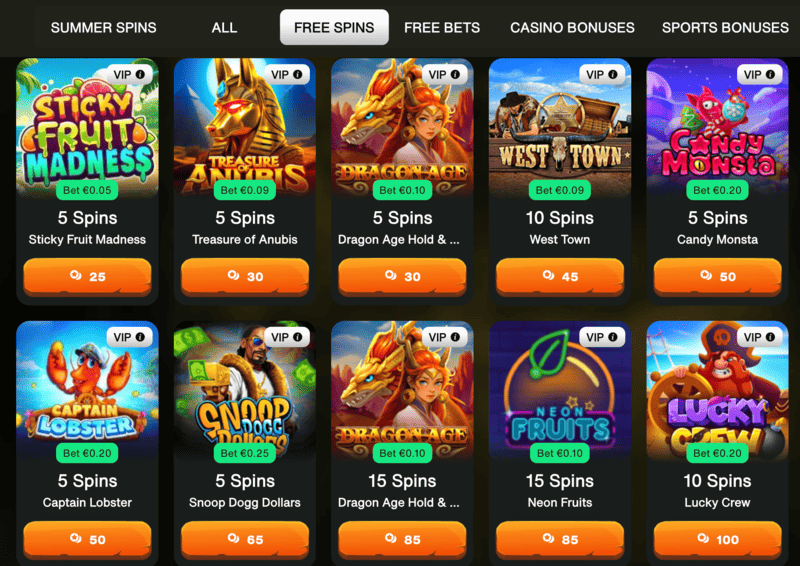 Free spins i loyalitetsbutikken