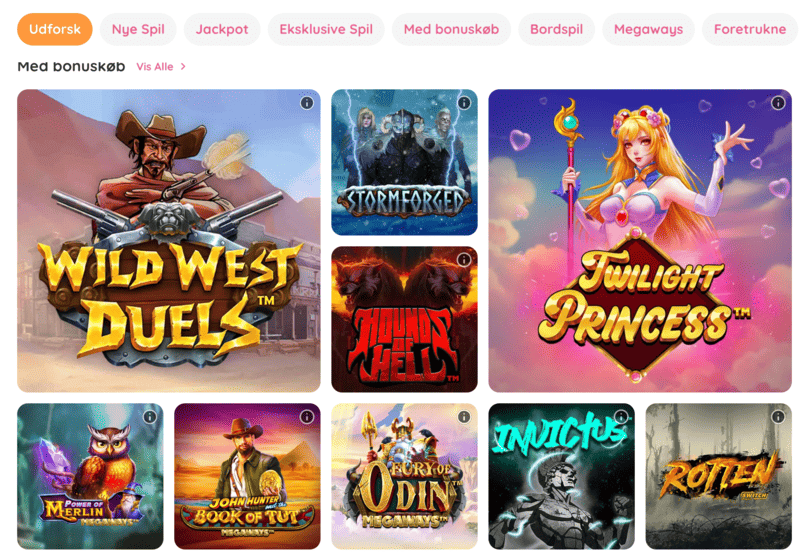 Spiludvalg i nye online casinoer