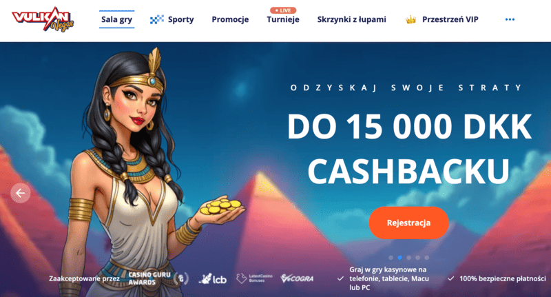 Vulkan Vegas – udenlandsk casino med op til 15.000 DKK cashback